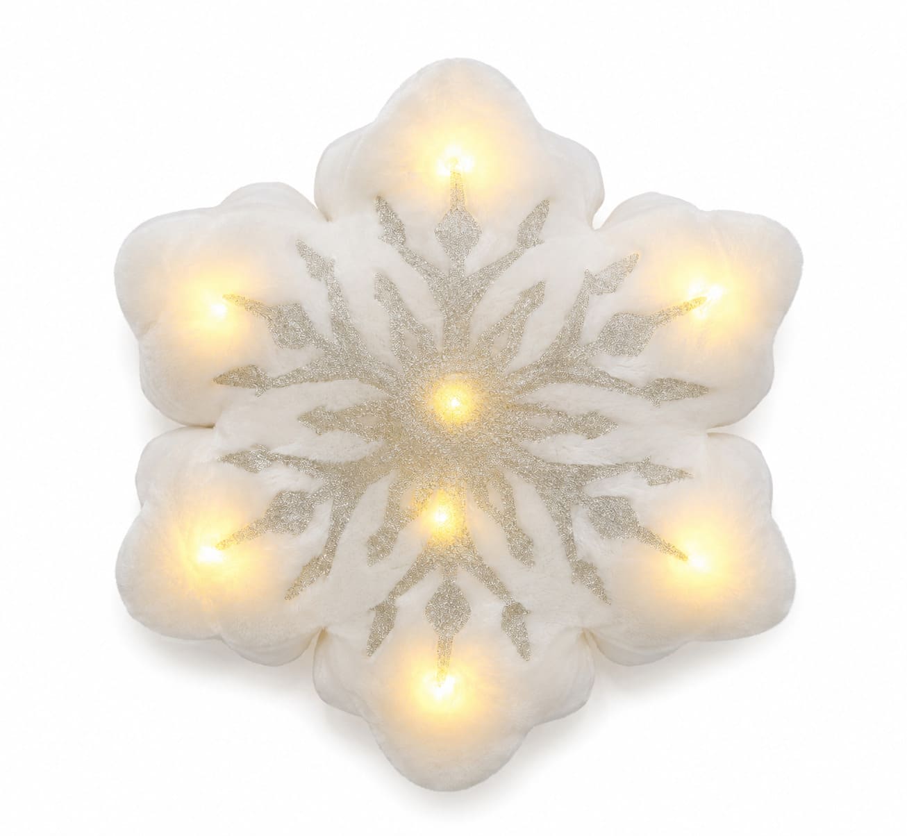 Snowflake LED Christmas Pillow 43 cm – Illuminated Winter Decorative Cushion, Christmas Home Decor