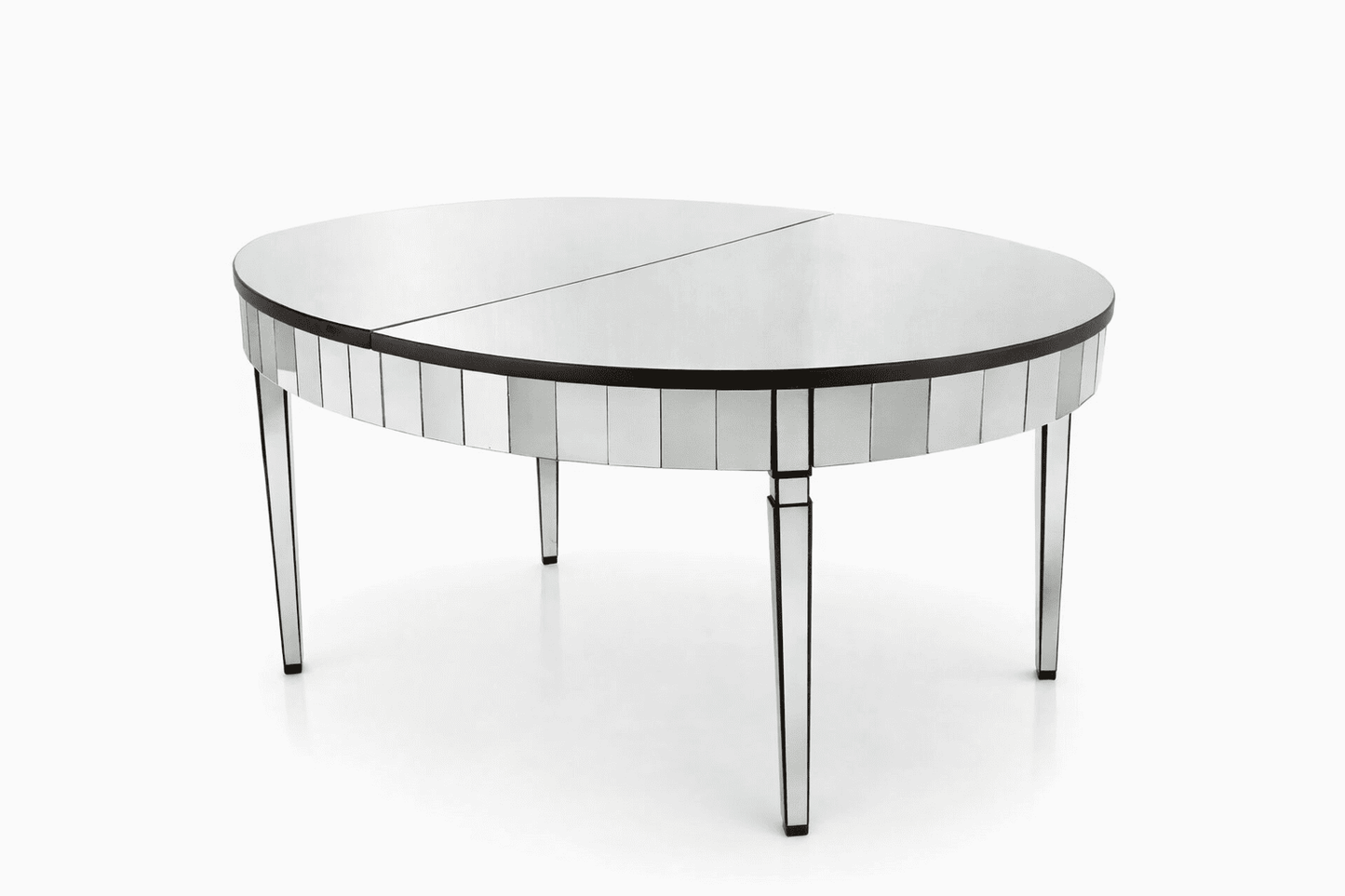 Modern mirrored oval table for VIP event dining and small conference setups