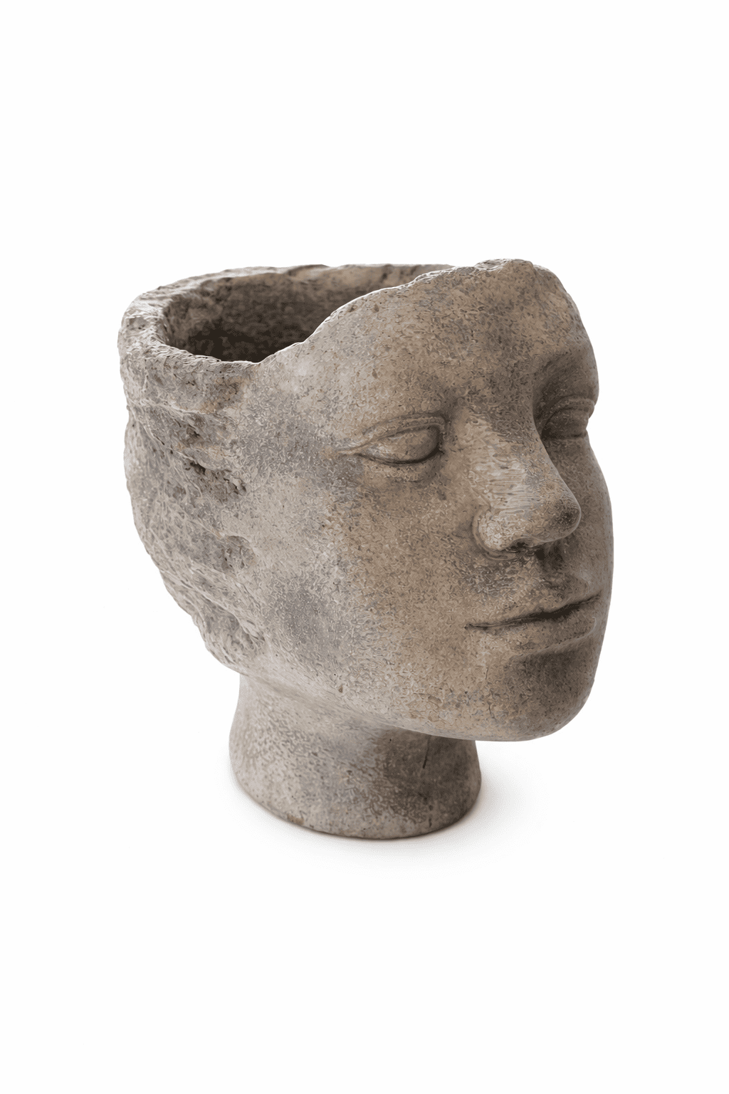 Decorative female face planter stone style sculptural flower pot