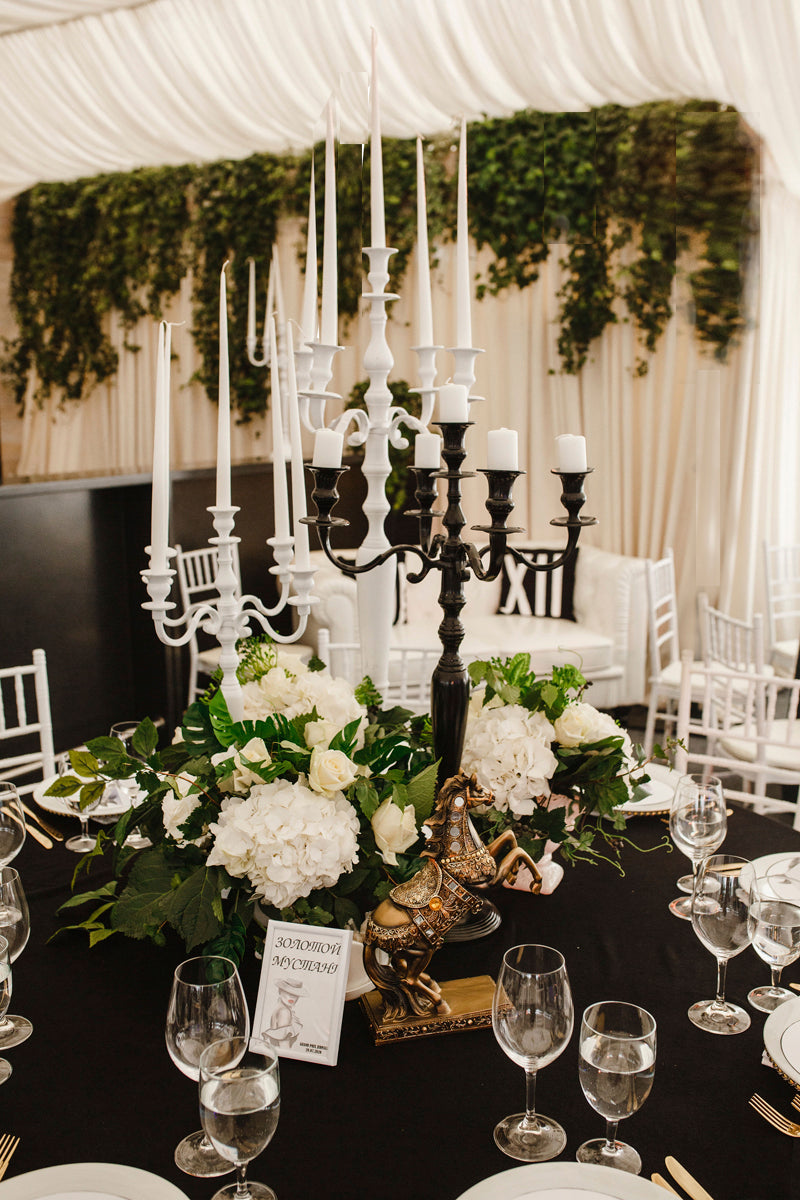 5-žuburu svečturis Balts - 100 vai 76 cm