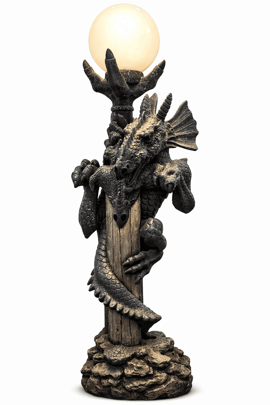 Dragon Chimera Statue with Lamp – Fantasy Decor (140 cm)