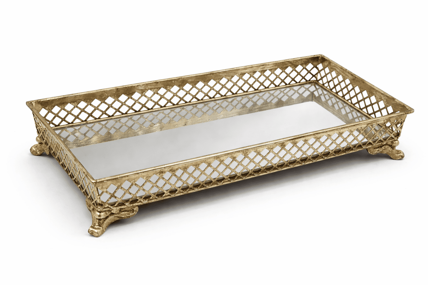 Gold decorative mirror tray for candles