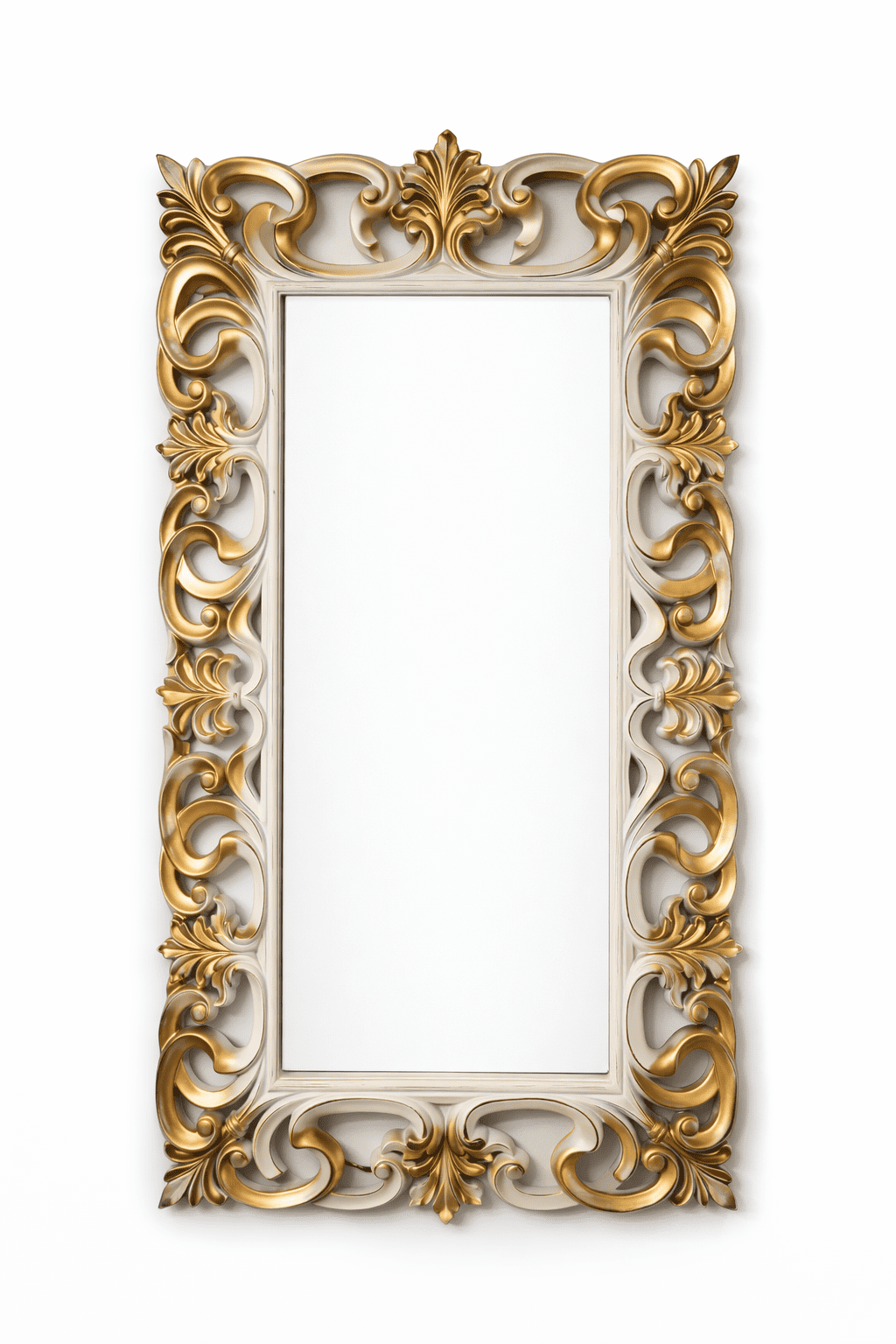Decorative gold and white frame mirror for rent 7skyrent