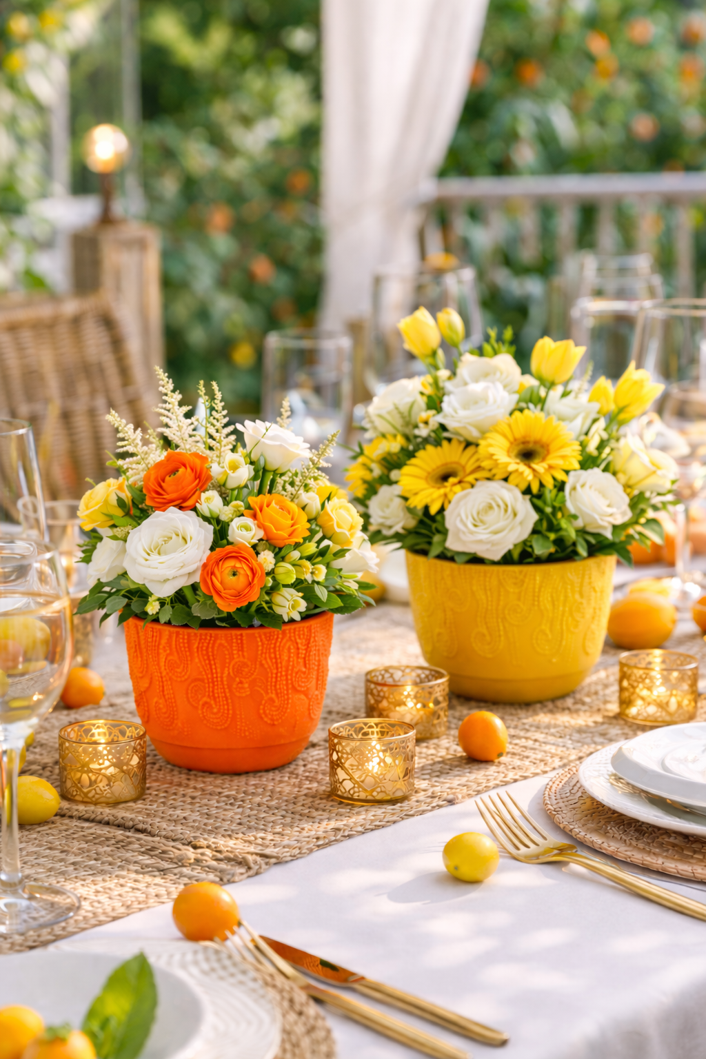 Decorative event planter colorful pot