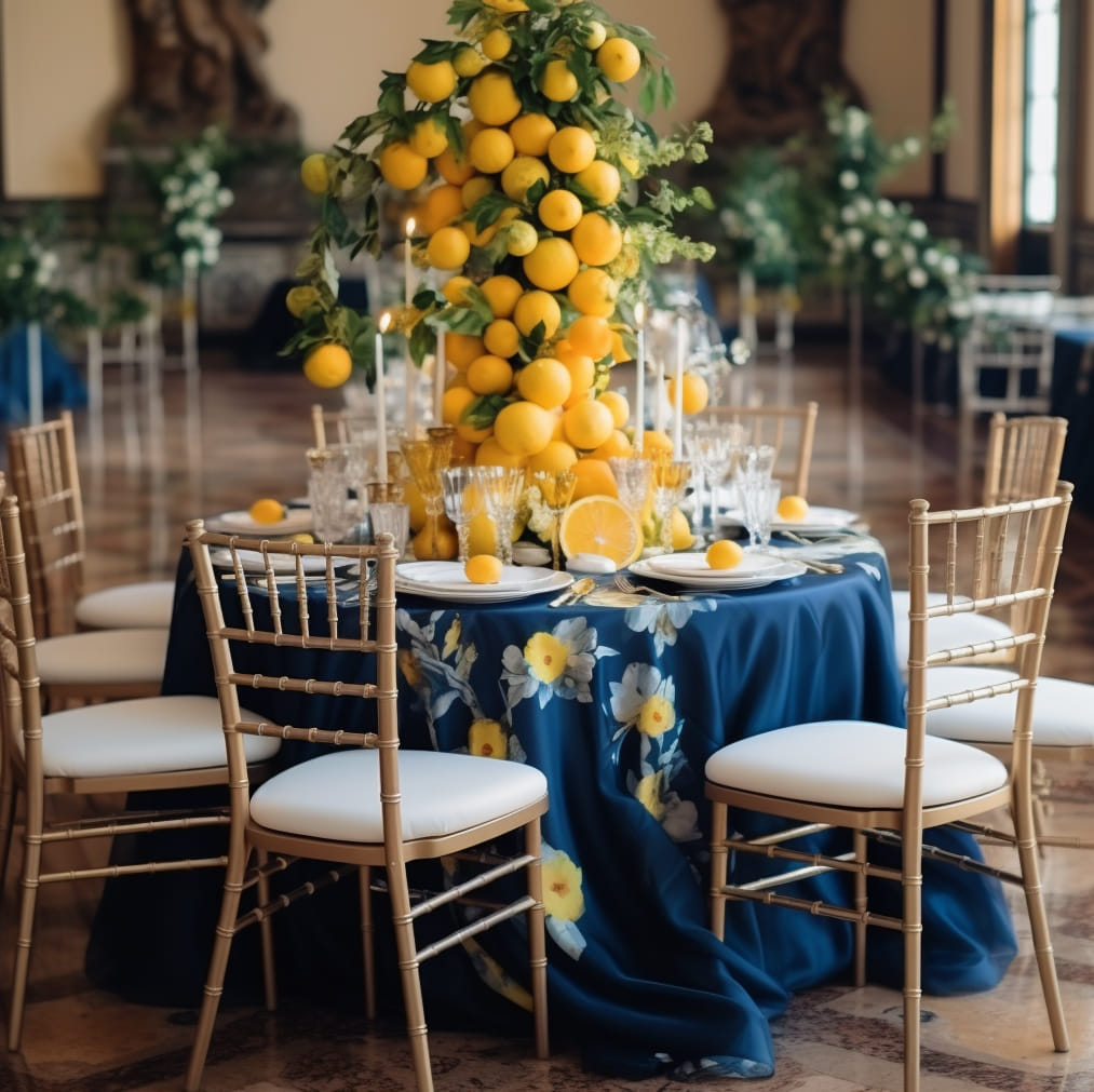 Скатерть «Италия Амальфи» синяя с жёлтым