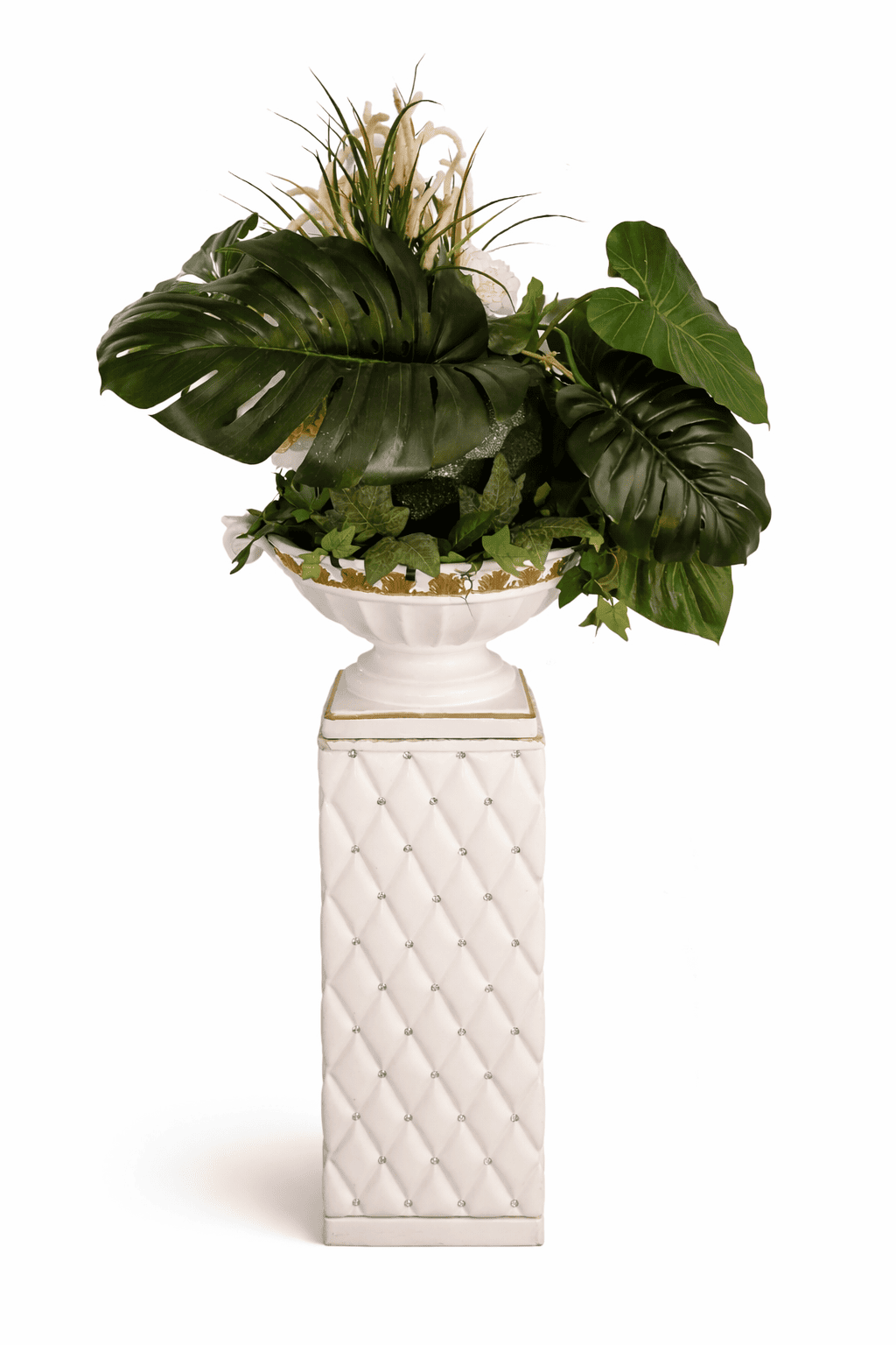 Column with Vase Urn & Flower Arrangement