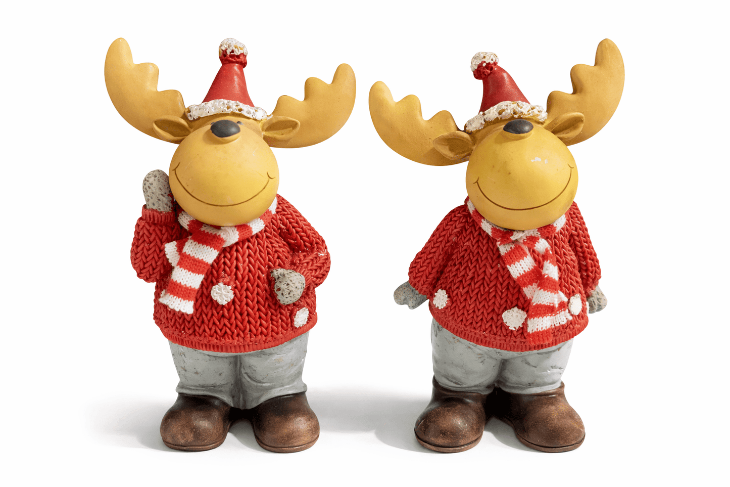 Whimsical reindeer figurine rental Riga, funny Christmas moose decor hire Latvia, 14cm ceramic holiday statue Riga, cozy Scandinavian winter props, premium tabletop festive decoration Baltic.