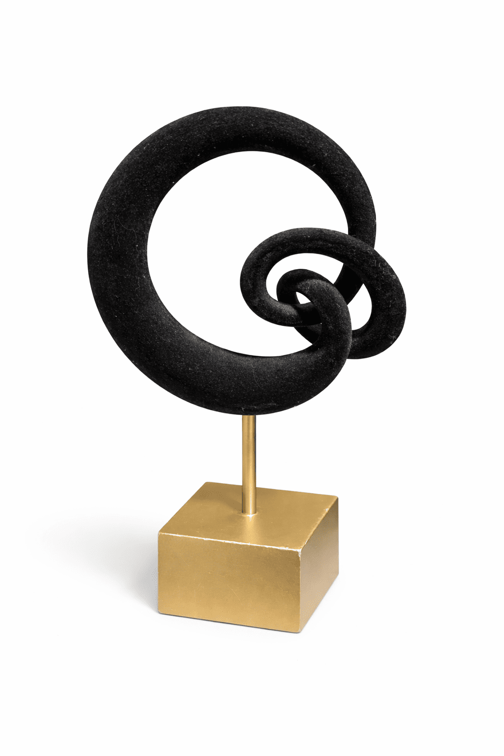 Modern art figure black velvet & gold