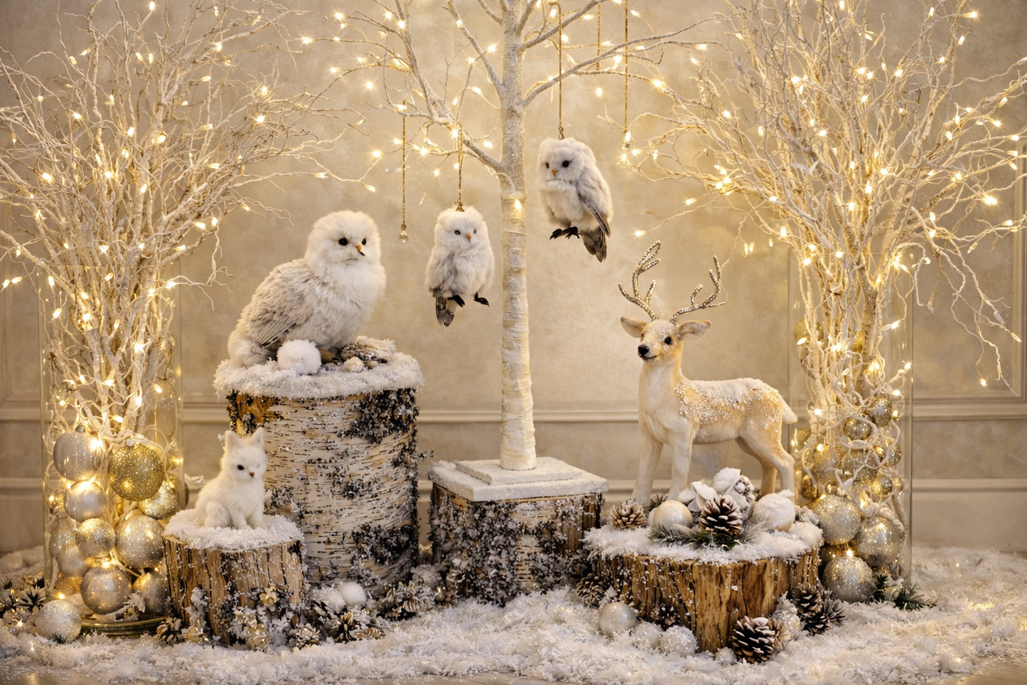 If you are planning an organic, storybook winter display and wondering where to rent detailed owl tree ornaments and find premium holiday props, our boutique catalog is exactly what you need. When searching where to rent plush owls or where to get premium Christmas decor in Riga, our exclusive rental inventory offers the ideal selection of 11cm tactile snowy owls, matching woodland figurines, and designer styling elements for luxury retail storefronts and high-end festive events across Latvia.