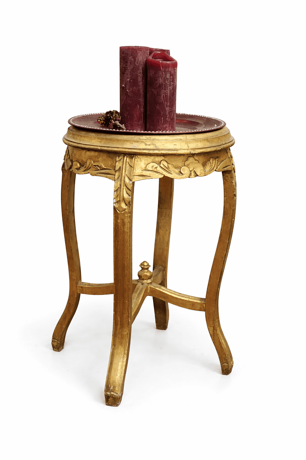 Antique Napoleon III gilded side table with carved wooden frame for luxury event decor rental