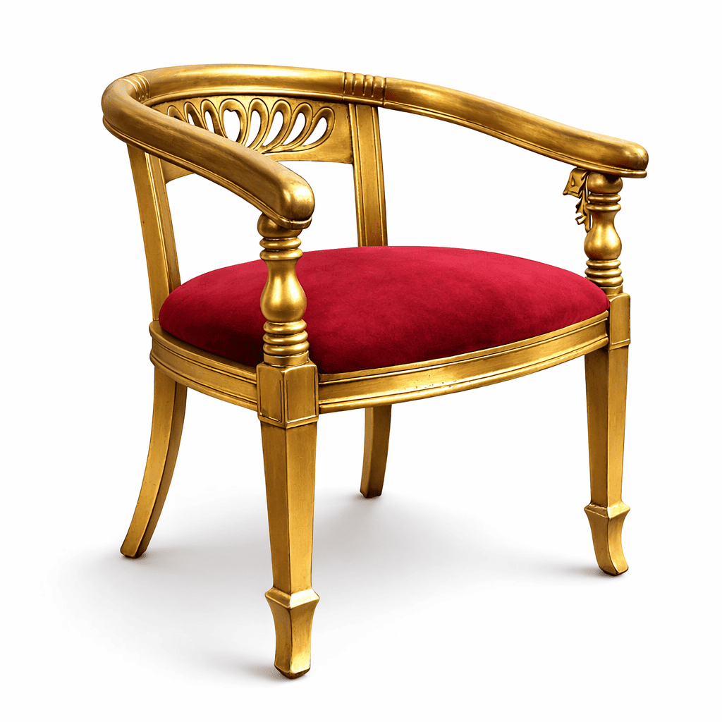 Antique Napoleon III gilded armchair with red velvet seat for luxury event decor rental