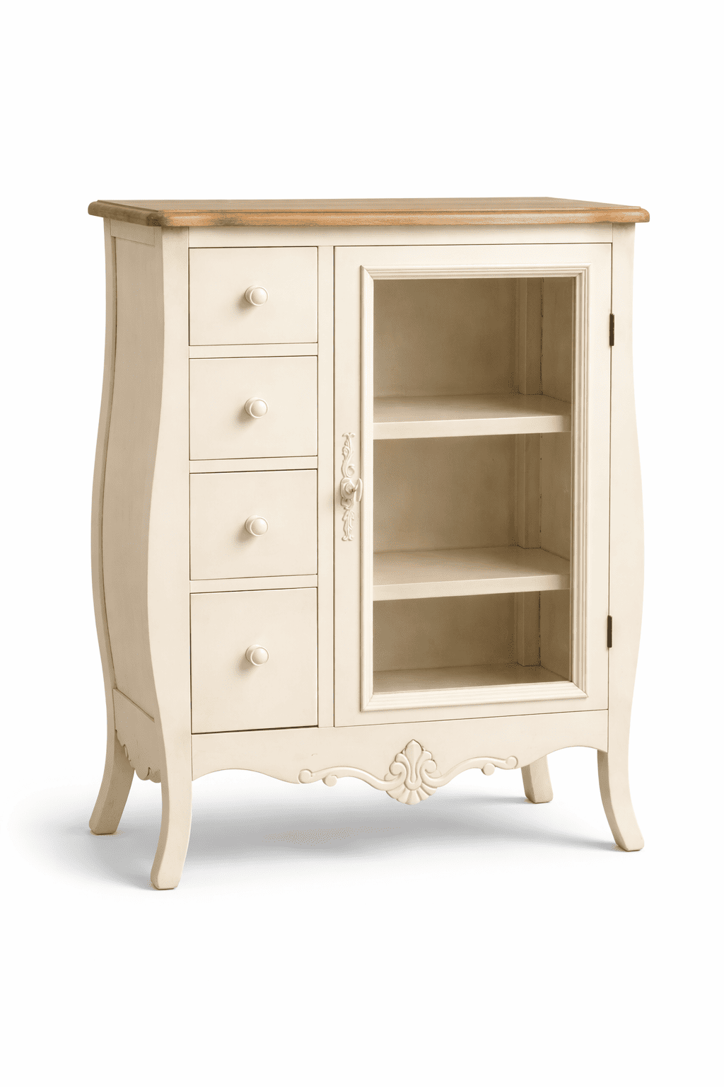 French provincial dessert cabinet with drawers for wedding candy bar display