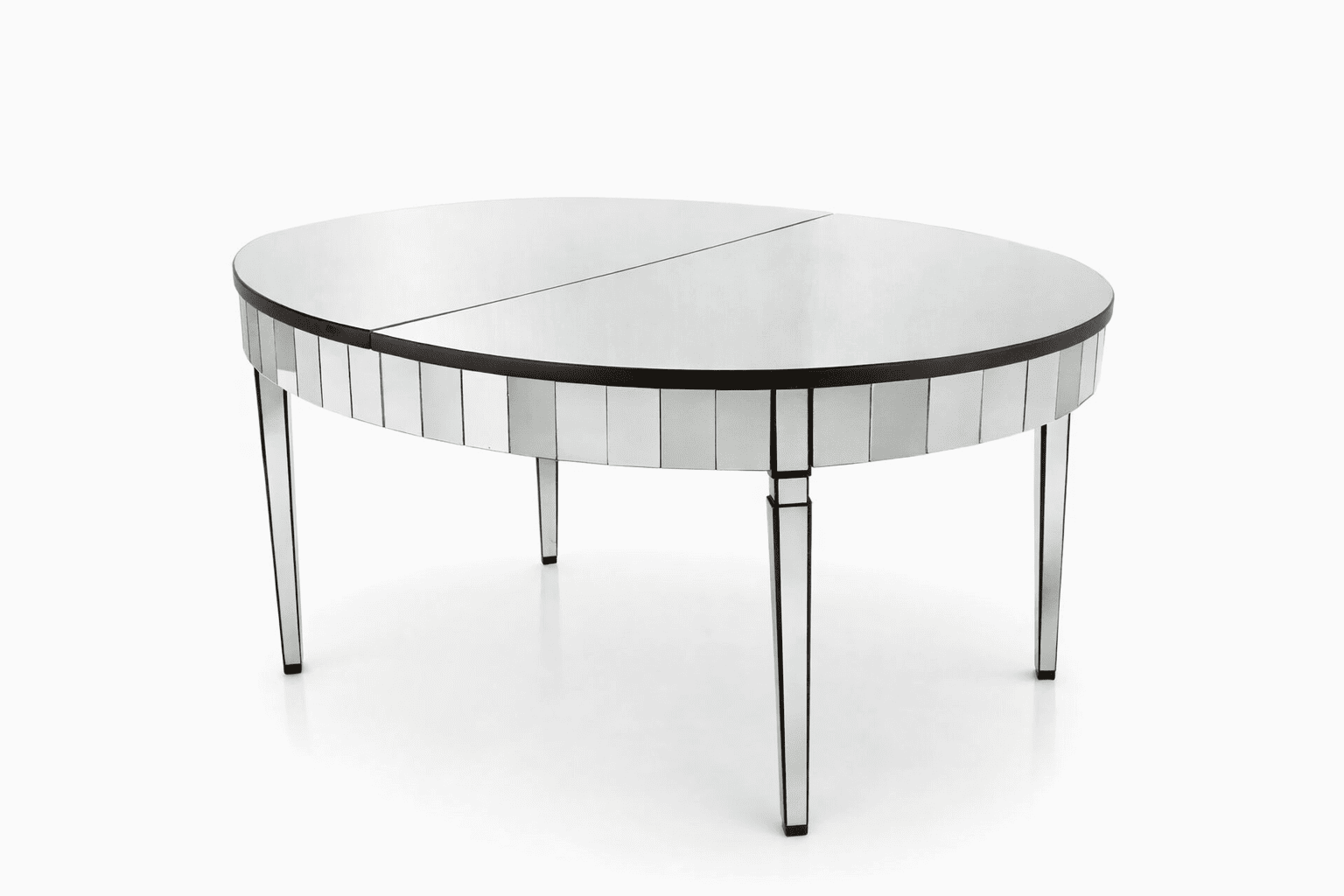 Modern mirrored oval table for VIP event dining and small conference setups