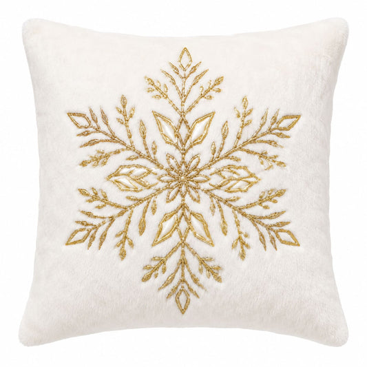 White soft pillow snowflake with gold pattern for rent 7skyrent