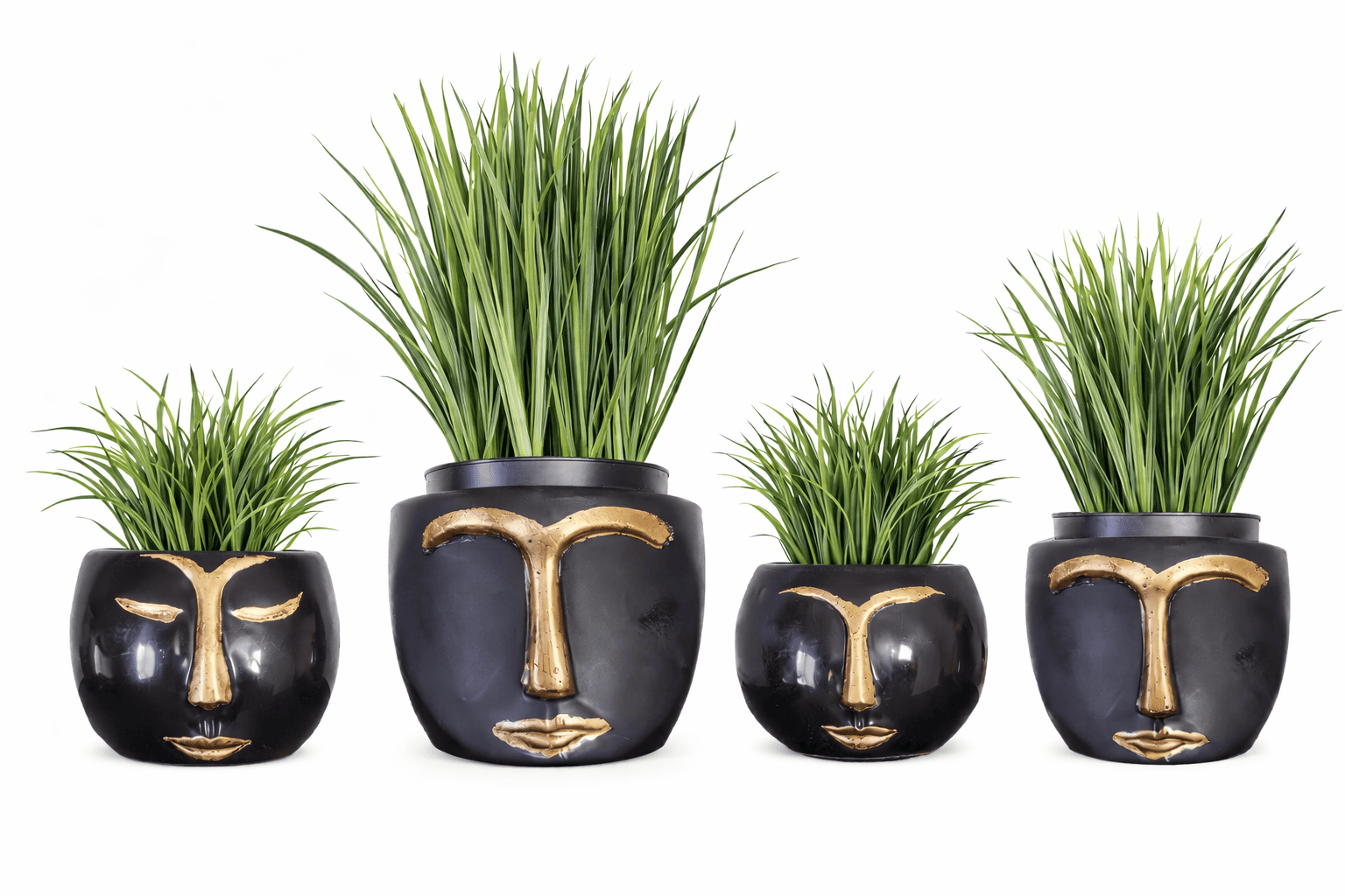 Black Moai head vase decorative sculpture for event decor and floral arrangements