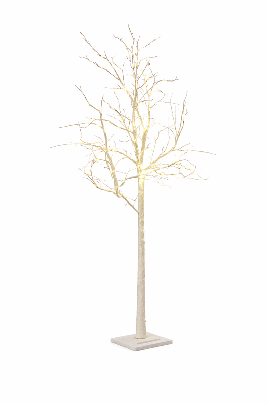 80cm Illuminated White Birch Tree on Square Base