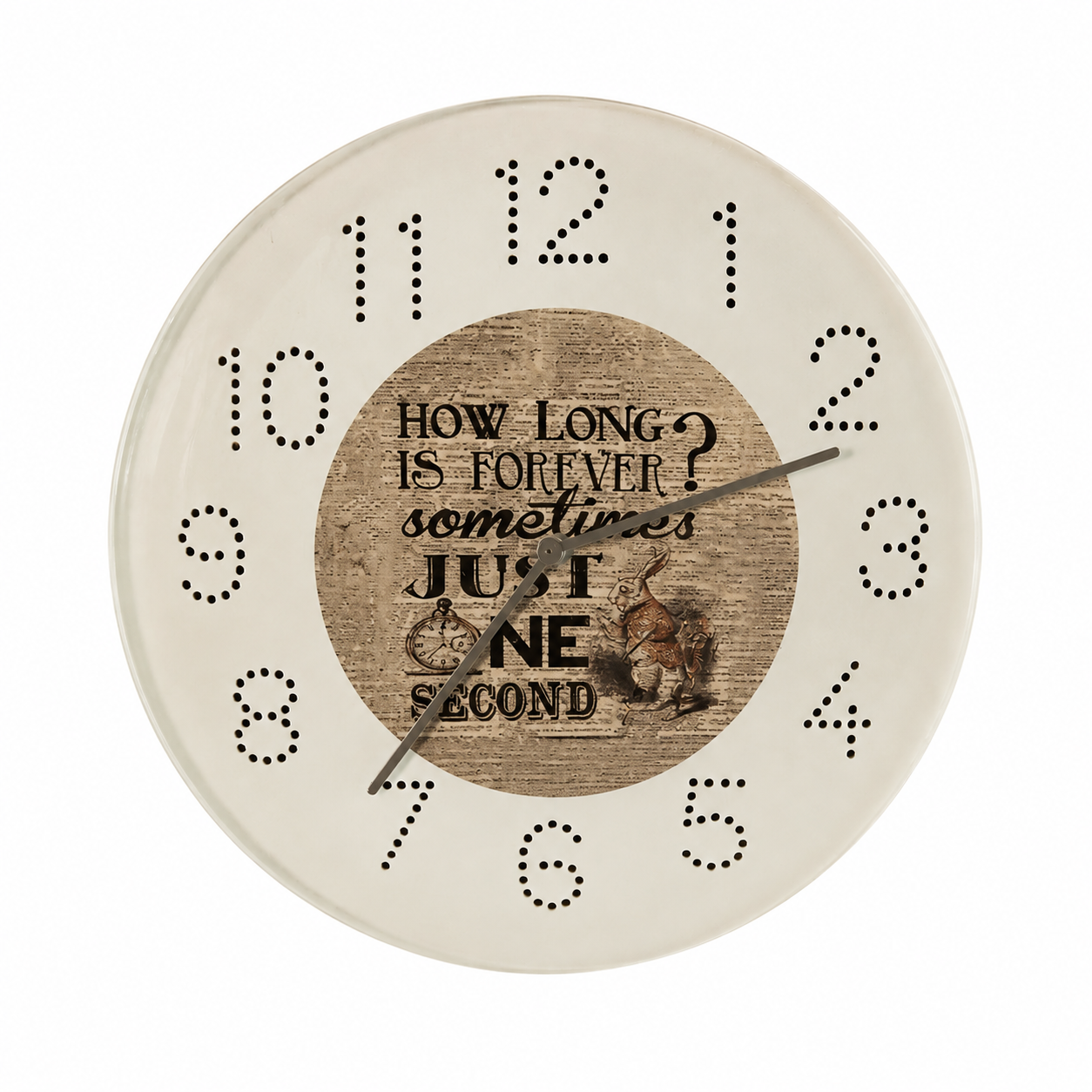 Where to rent Alice in Wonderland props Riga, themed wall clock decor hire Latvia, fairytale holiday party decorations Riga, where to rent Christmas decor in Riga, Mad Hatter theme party centerpiece Baltic, functional storybook clock prop.