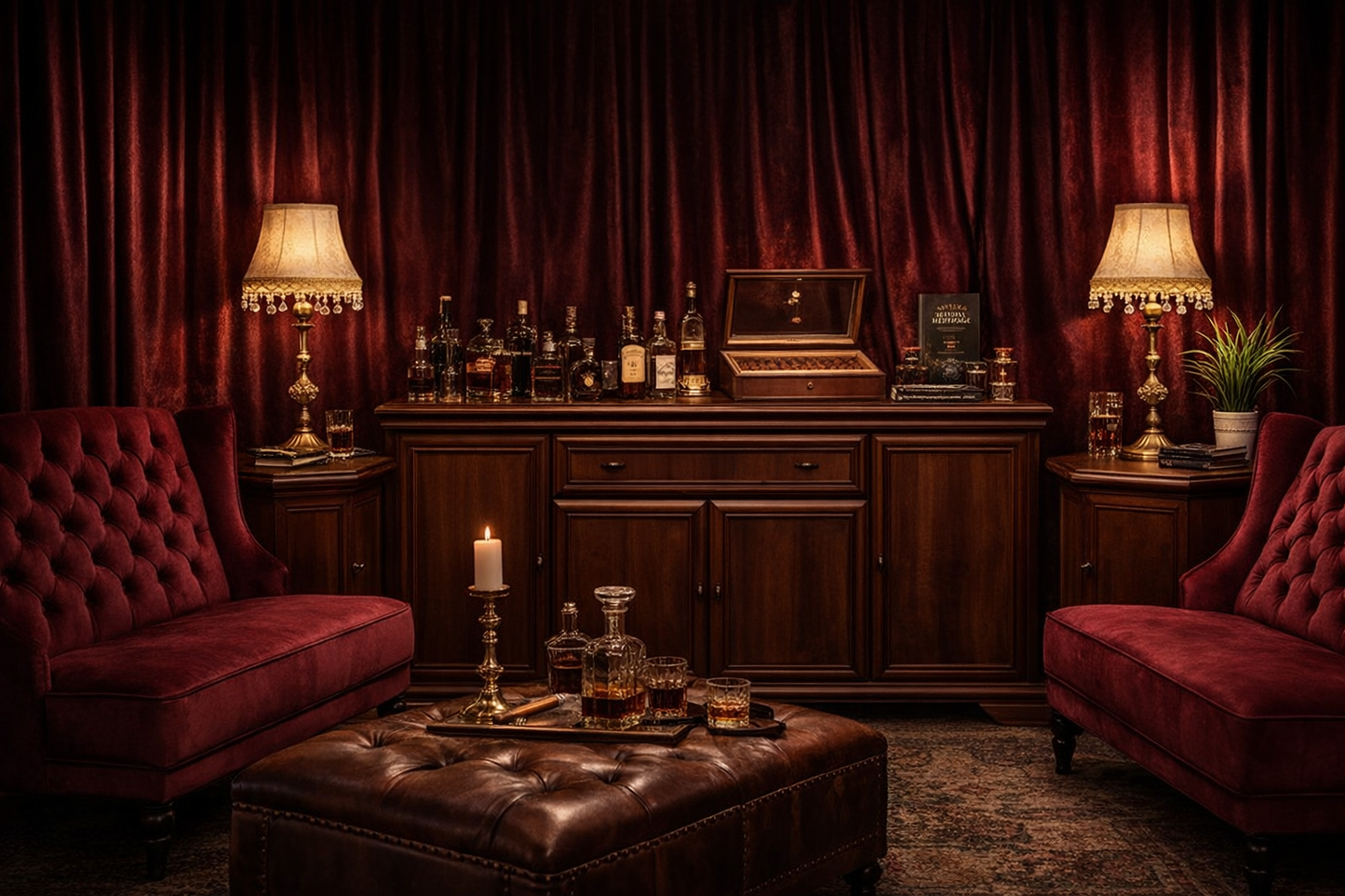 Elegant cigar lounge with vintage charm