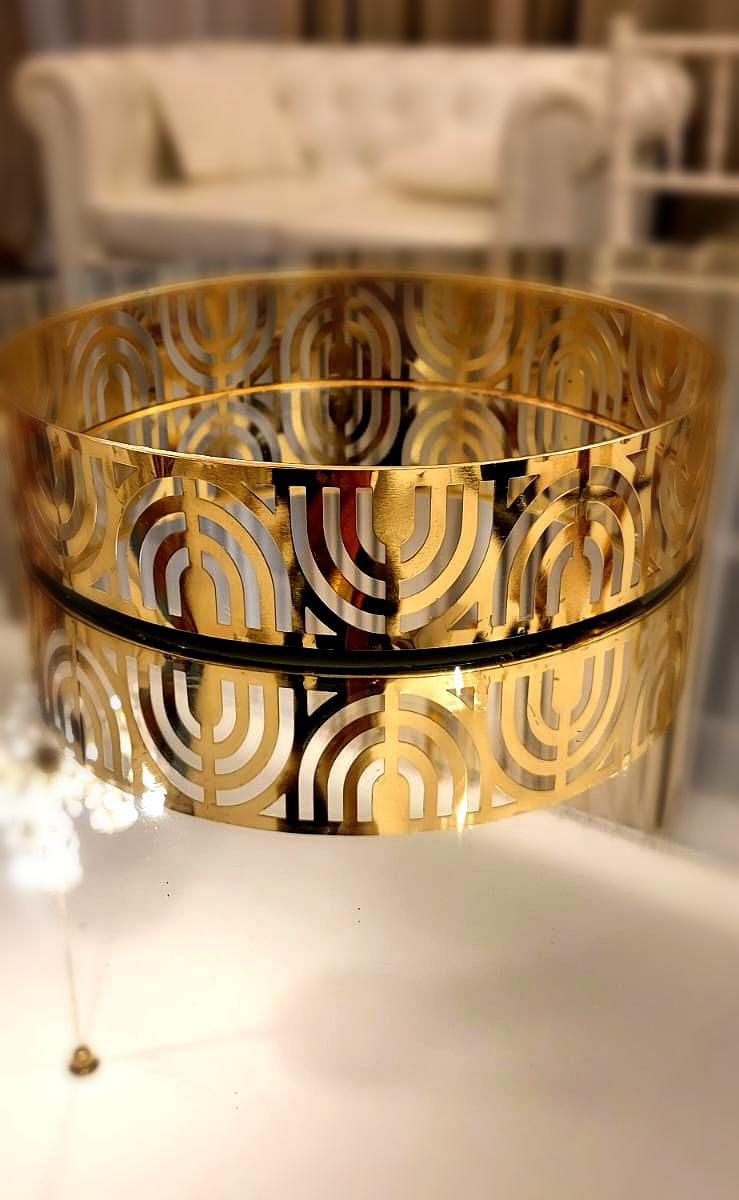 Gold Metal Tray with Mirror Base