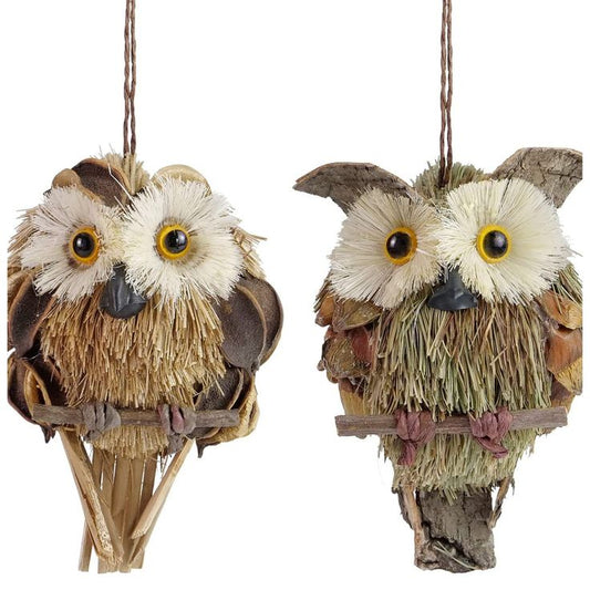 Where to rent rustic owl decor Riga, natural straw owl prop hire Latvia, 9cm eco Christmas decorations Riga, where to rent holiday decor in Riga, boutique country theme holiday display Baltic, organic winter woodland character ornaments.