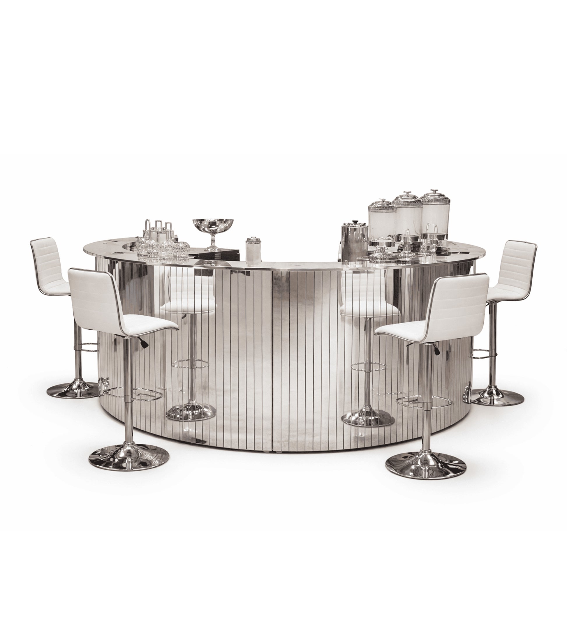 Luxury circular modular silver bar counter for large events