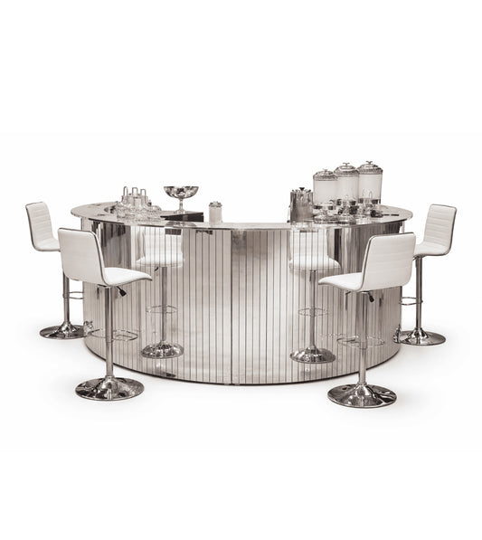 Luxury circular modular silver bar counter for large events