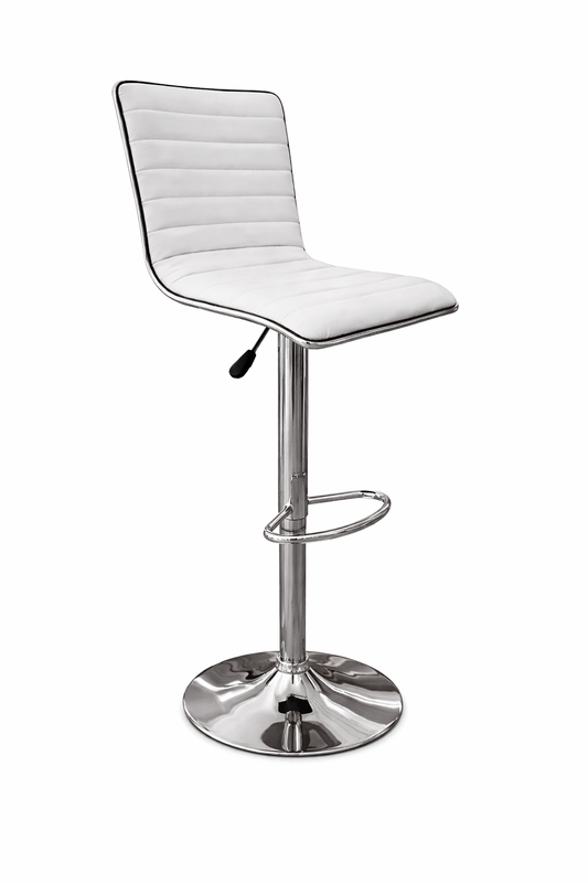 Modern white bar stool with chrome details