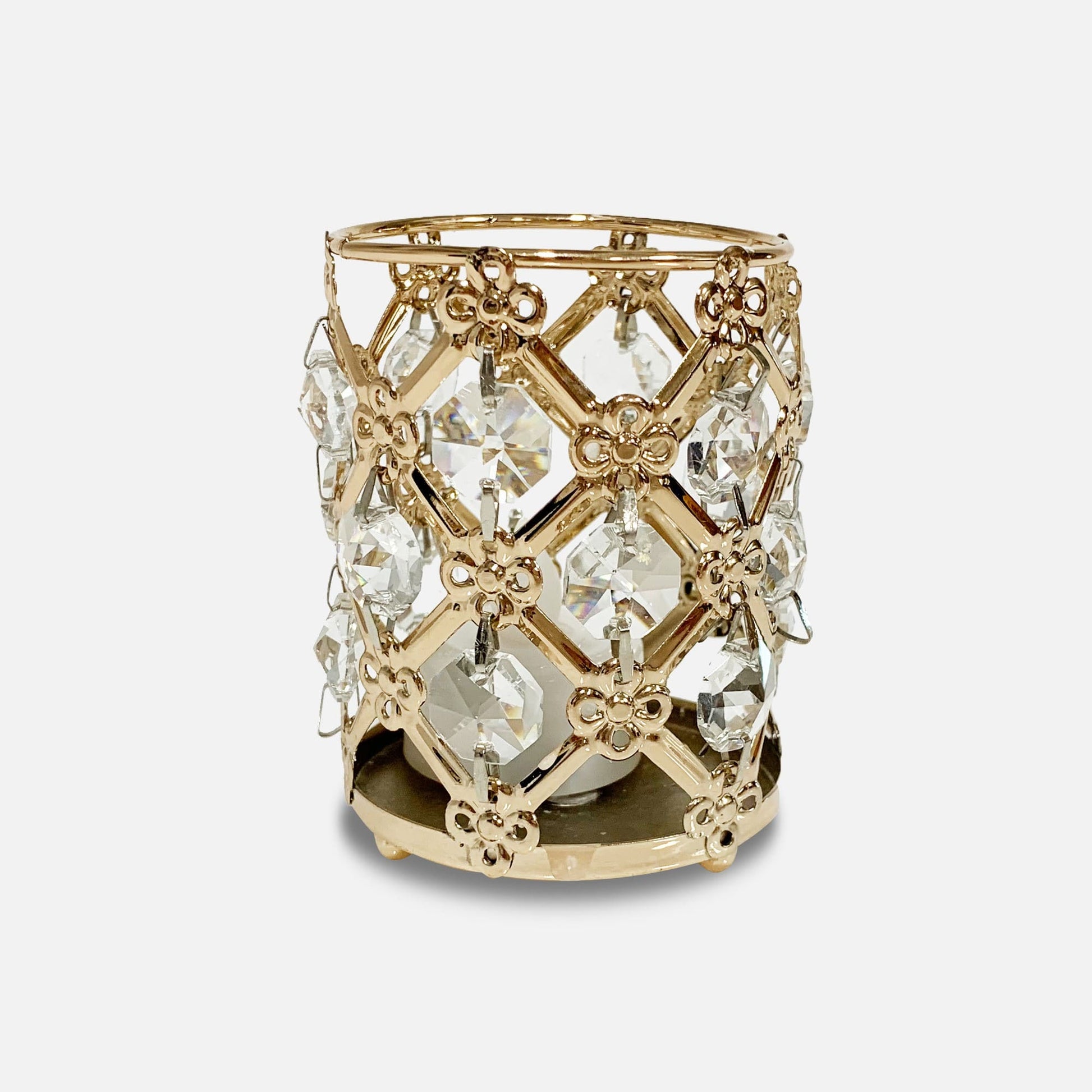 Gold crystal candle holder small decorative vase