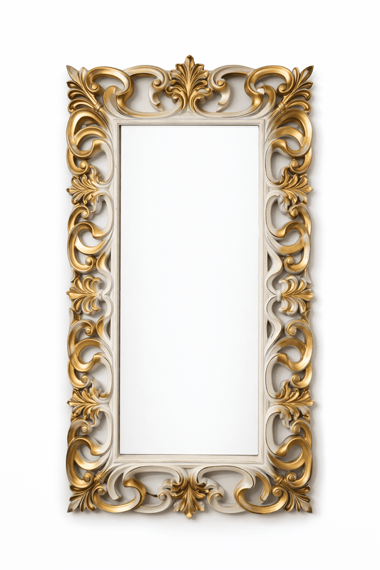 Decorative gold and white frame mirror for rent 7skyrent