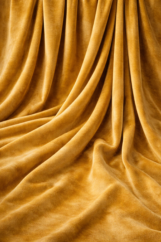 Plush mustard yellow velvet drape