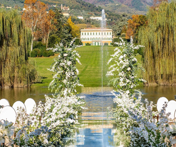 Flower wedding ceremony road