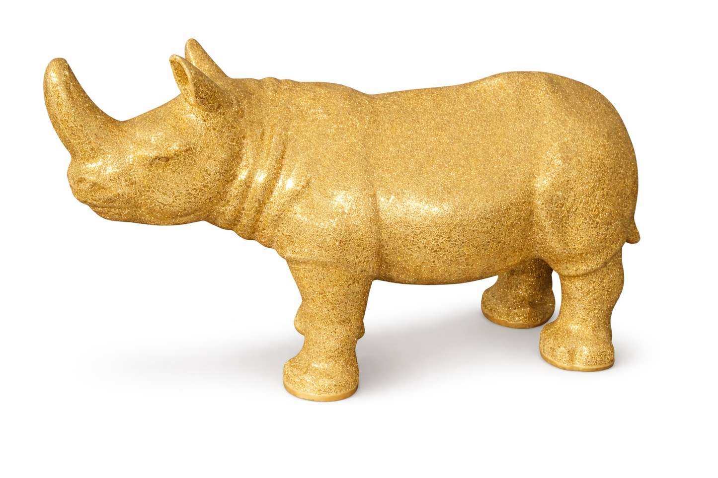Golden Mirror Mosaic Rhinoceros Sculpture