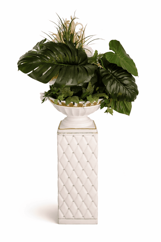 Column with Vase Urn & Flower Arrangement