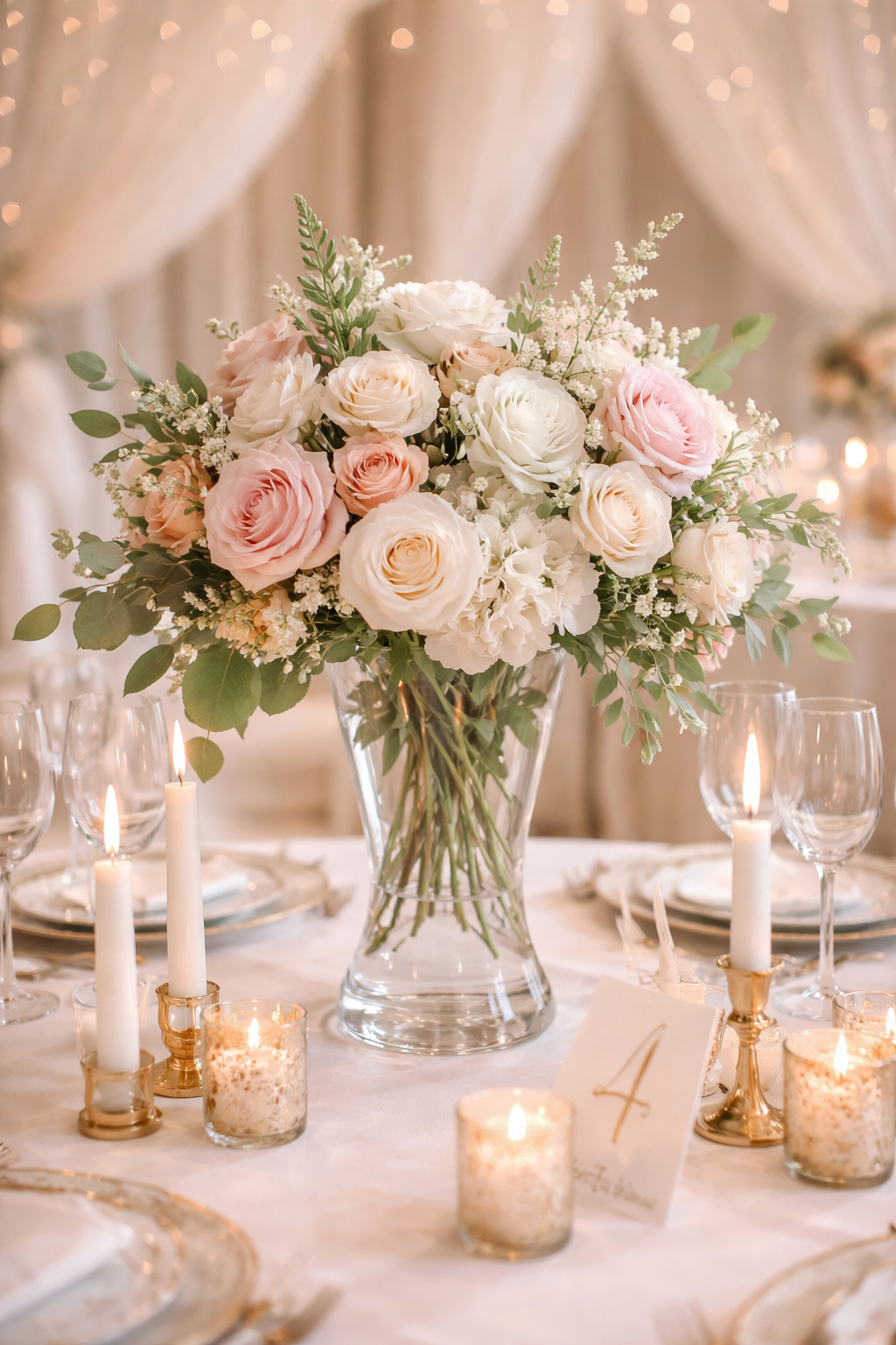 Clear glass flower vase elegant table decoration