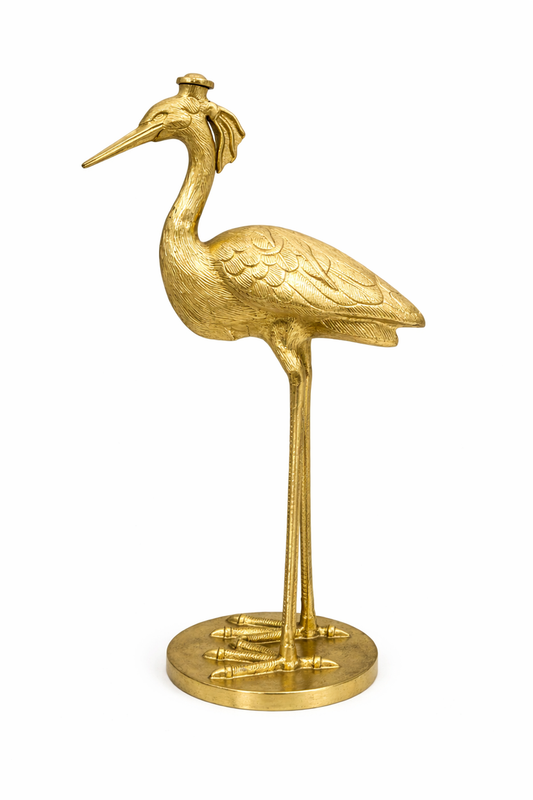 Gold Crane Bird metal statue