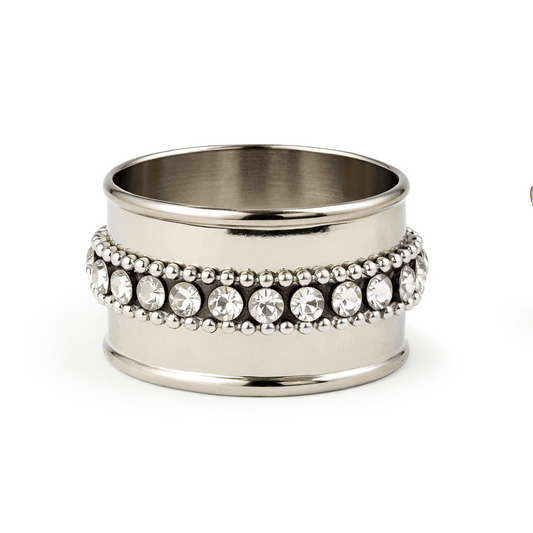 silver napkin ring with crystal decoration luxury table setting rental 7skyrent
