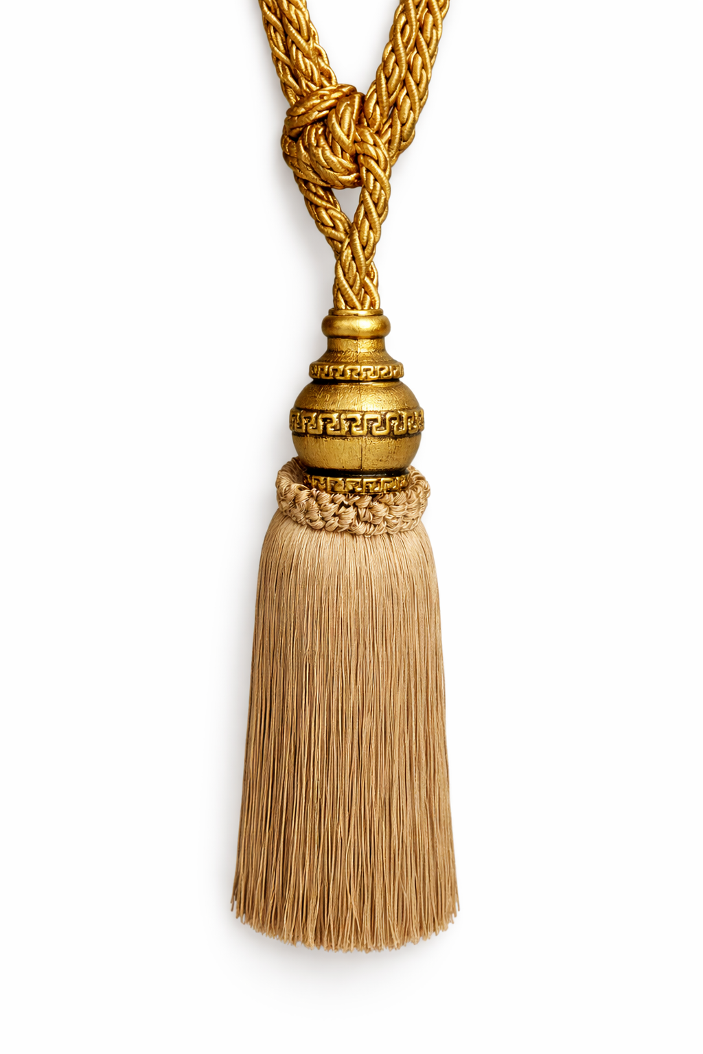 Decorative gold tassel with intricate design 7skyrent