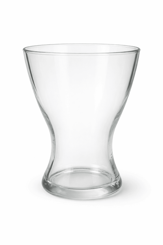 Clear glass vase for flowers and decorative arrangements