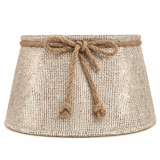 Where to rent Christmas tree collar Riga, burlap tree stand cover hire Latvia, silver hessian tree skirt ring Riga, where to rent Christmas decor in Riga, base cover for artificial holiday trees Baltic.