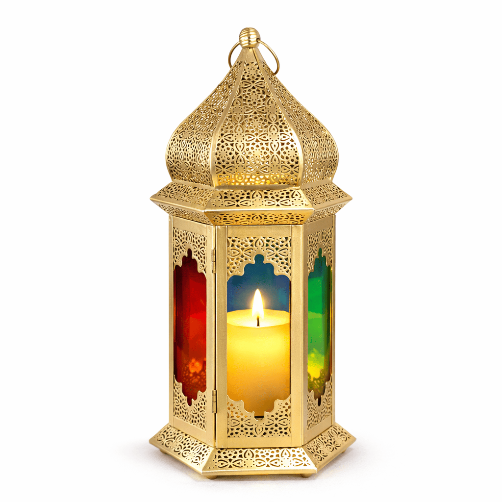 Indian lantern metal and glass