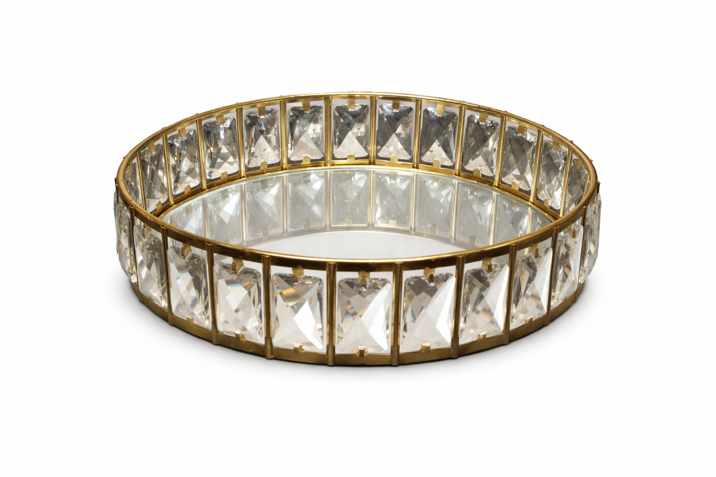 Gold crystal mirrored tray