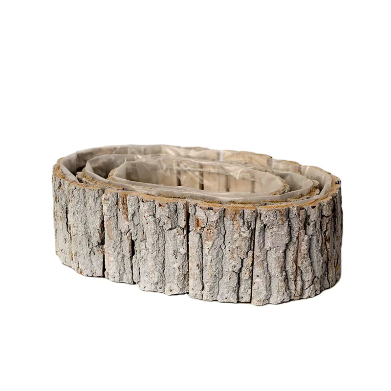 Rustic Wooden Planter Vase - Oval Box M S