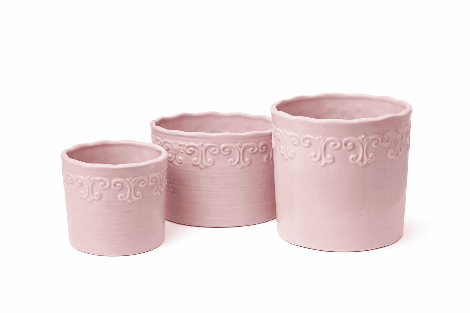 Pink ceramic planter glossy finish decorative flower pot