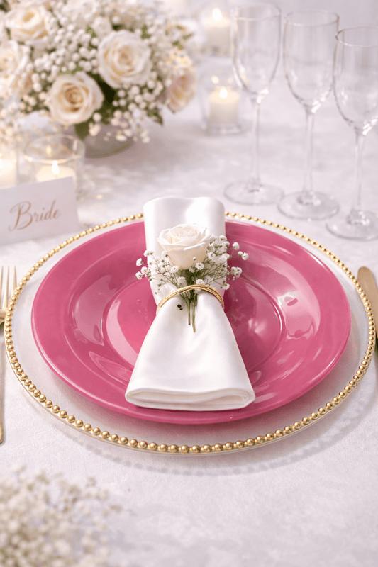 pink glass plate 22 cm elegant event tableware rental by 7skyrent