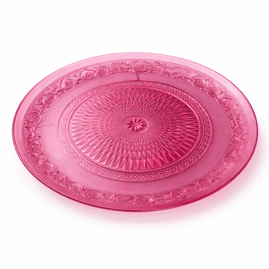 Pink Vintage Glass Plate 28 cm