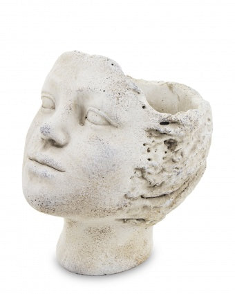 Stone Planter with Male Profile