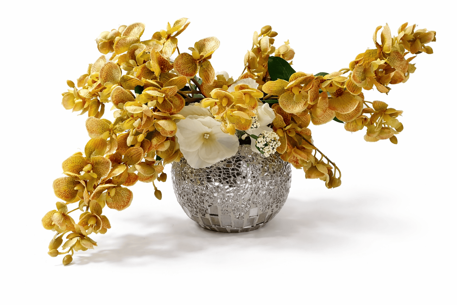 mirrored silver vase for candles and flowers