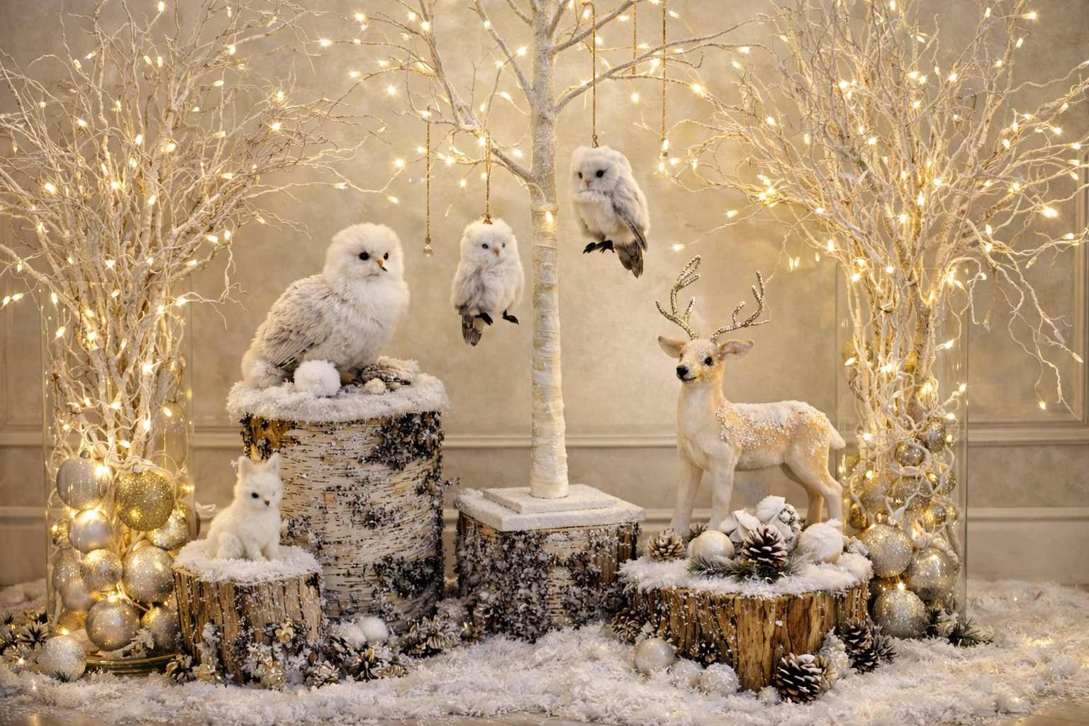 If you are planning an organic, storybook winter display and wondering where to rent detailed owl tree ornaments and find premium holiday props, our boutique catalog is exactly what you need. When searching where to rent plush owls or where to get premium Christmas decor in Riga, our exclusive rental inventory offers the ideal selection of 11cm tactile snowy owls, matching woodland figurines, and designer styling elements for luxury retail storefronts and high-end festive events across Latvia.